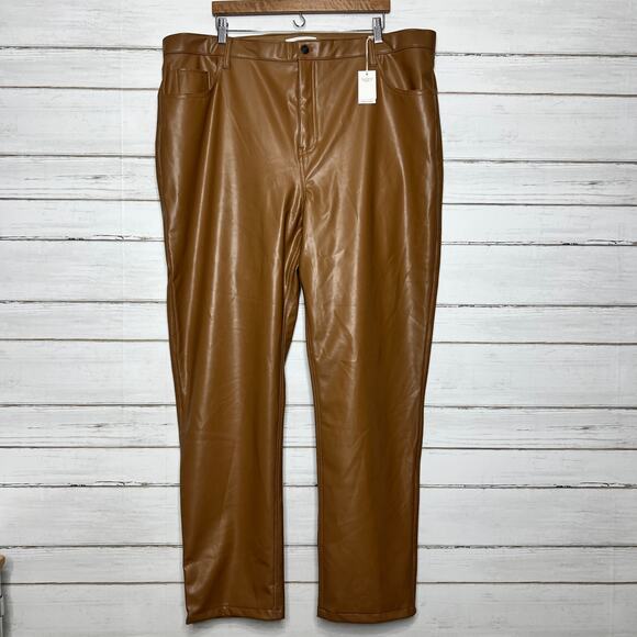 Abercrombie & Fitch Vegan Leather Pants 90s Straight Plus Size 22 - Picture 1 of 13